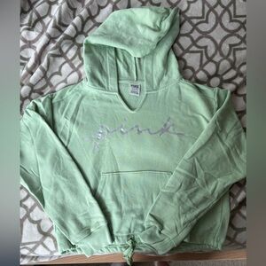Pink VS light Green cropped Hoodie